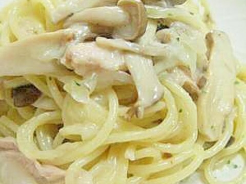 牛乳でＯＫ♪たまねぎときのこのツナクリームパスタ